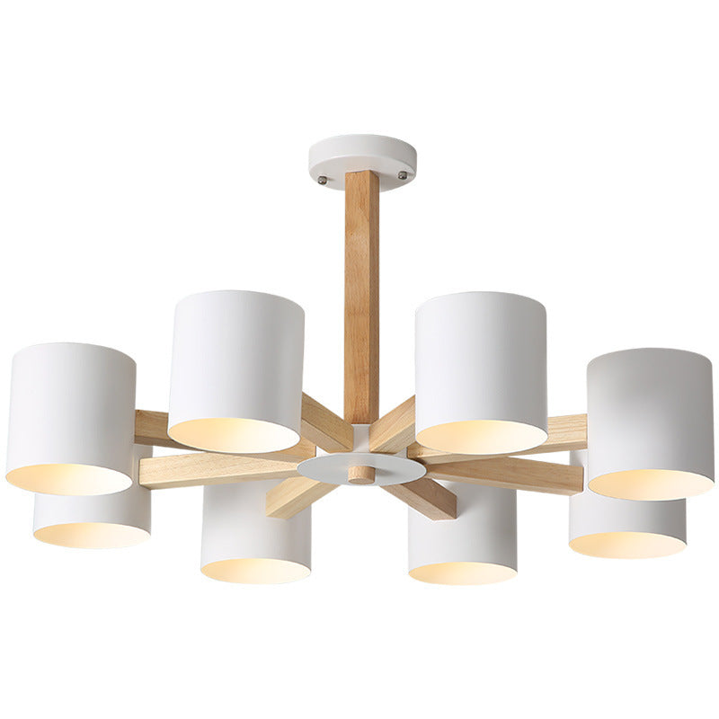 Scandinavian Solid Wood 6/8-Light Ceiling Light