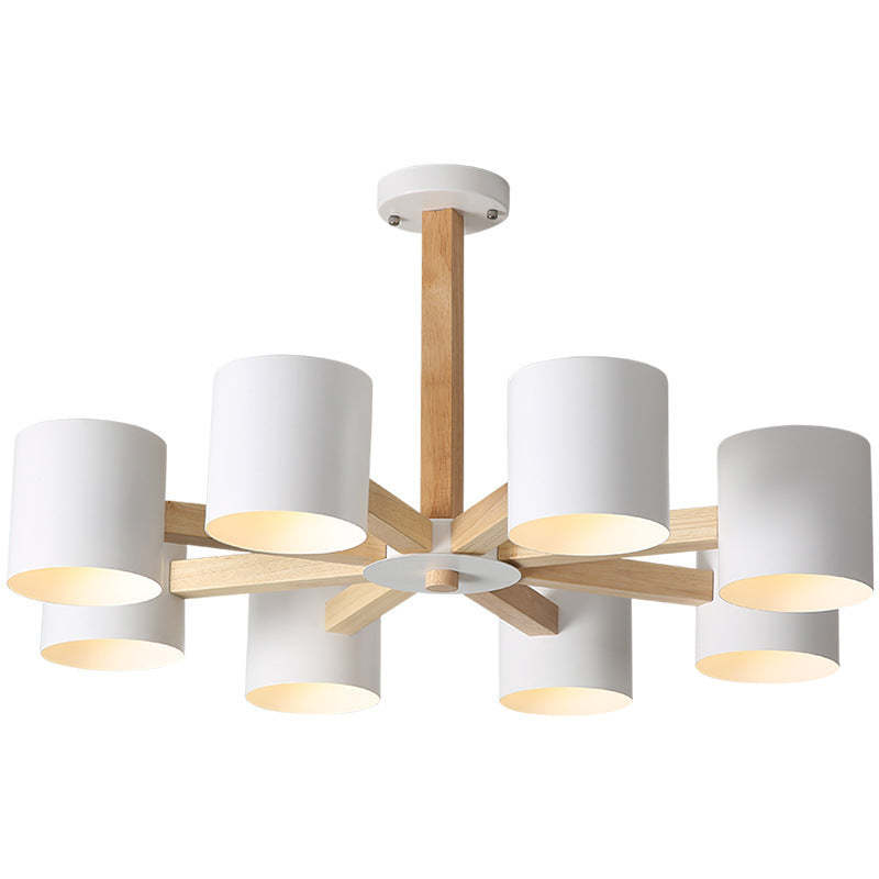 Scandinavian Solid Wood 6/8-Light Ceiling Light