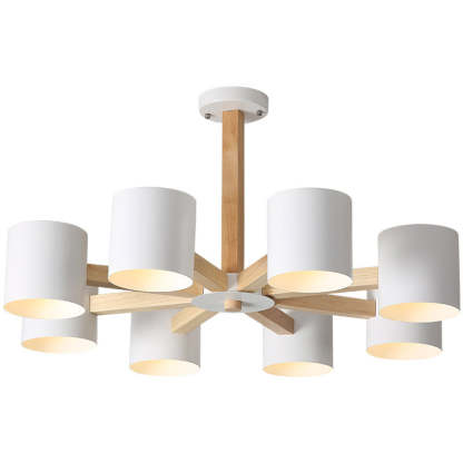 Scandinavian Solid Wood 6/8-Light Ceiling Light