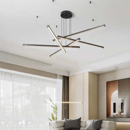 Geometric Intersecting Long Aluminum Acrylic LED Chandelier