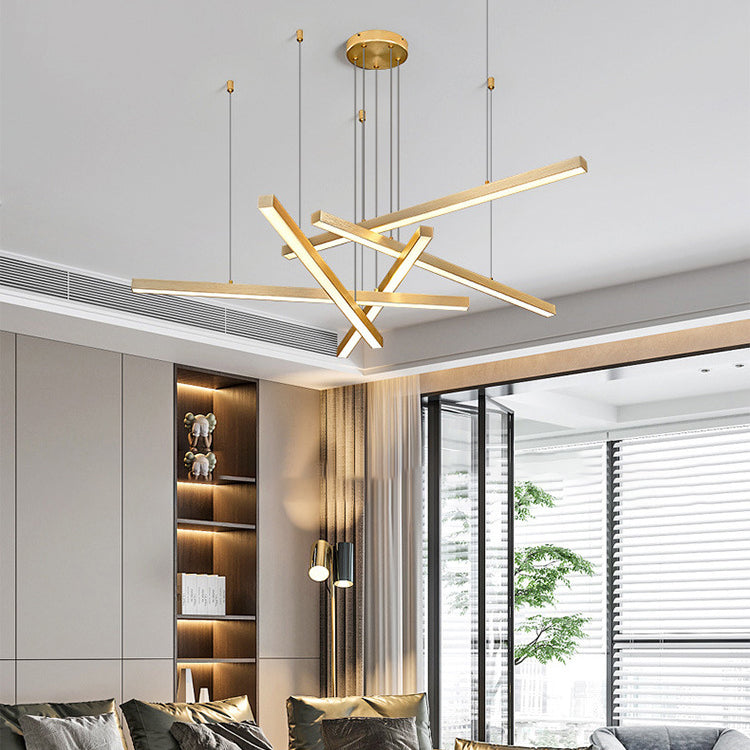 Geometric Intersecting Long Aluminum Acrylic LED Chandelier