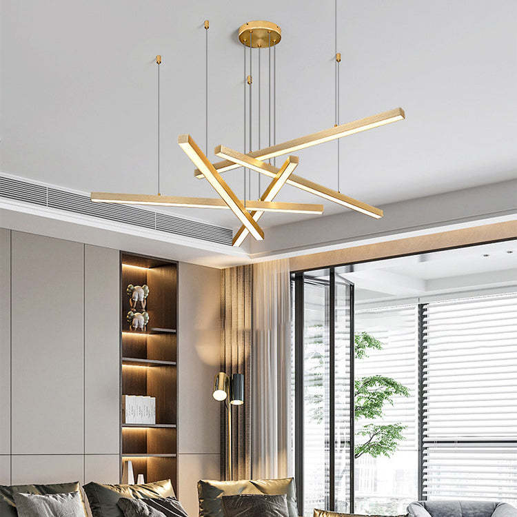 Geometric Intersecting Long Aluminum Acrylic LED Chandelier