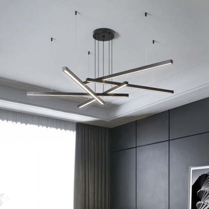 Geometric Intersecting Long Aluminum Acrylic LED Chandelier