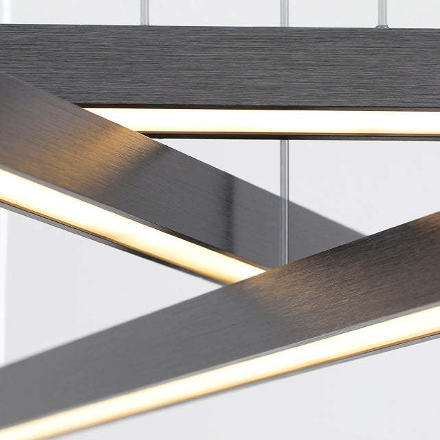 Geometric Intersecting Long Aluminum Acrylic LED Chandelier