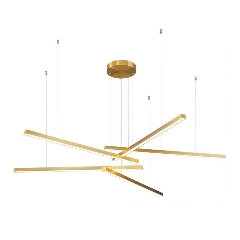 Geometric Intersecting Long Aluminum Acrylic LED Chandelier