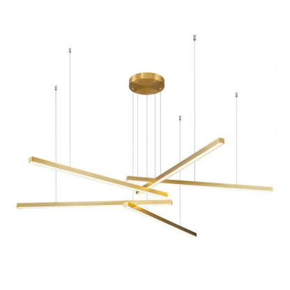 Geometric Intersecting Long Aluminum Acrylic LED Chandelier