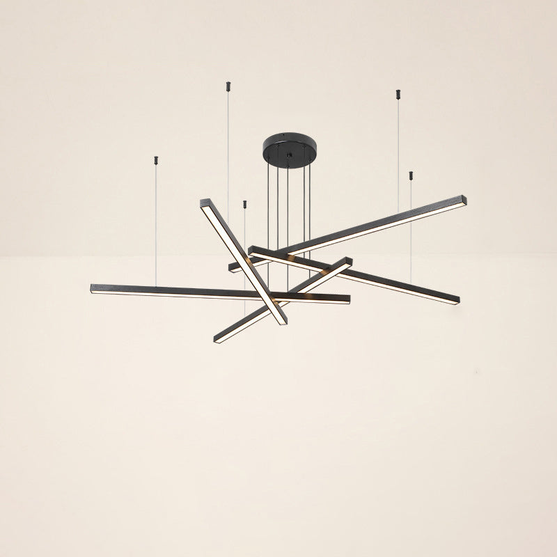 Geometric Intersecting Long Aluminum Acrylic LED Chandelier