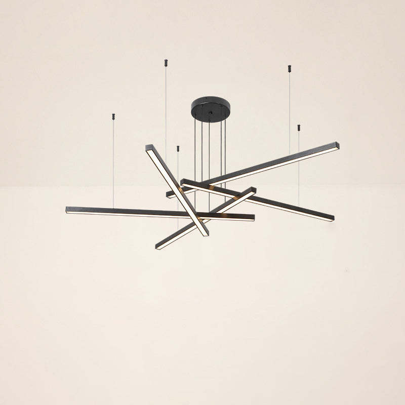 Geometric Intersecting Long Aluminum Acrylic LED Chandelier