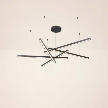 Geometric Intersecting Long Aluminum Acrylic LED Chandelier