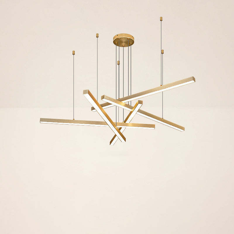 Geometric Intersecting Long Aluminum Acrylic LED Chandelier