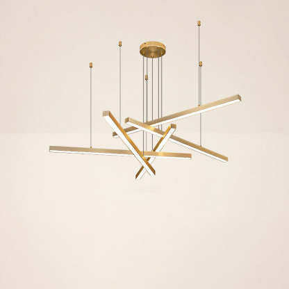 Geometric Intersecting Long Aluminum Acrylic LED Chandelier