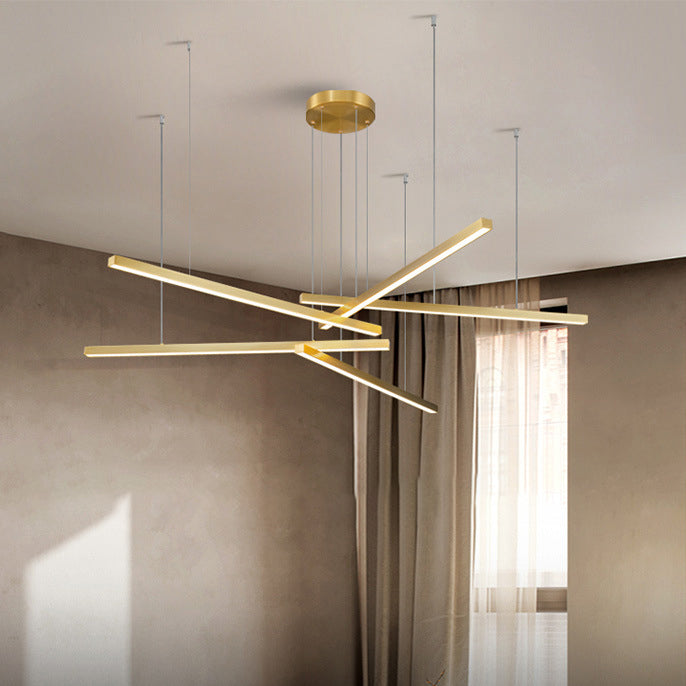 Geometric Intersecting Long Aluminum Acrylic LED Chandelier