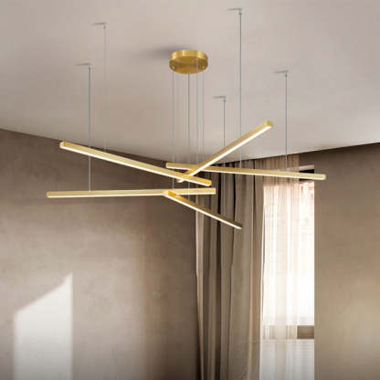 Geometric Intersecting Long Aluminum Acrylic LED Chandelier
