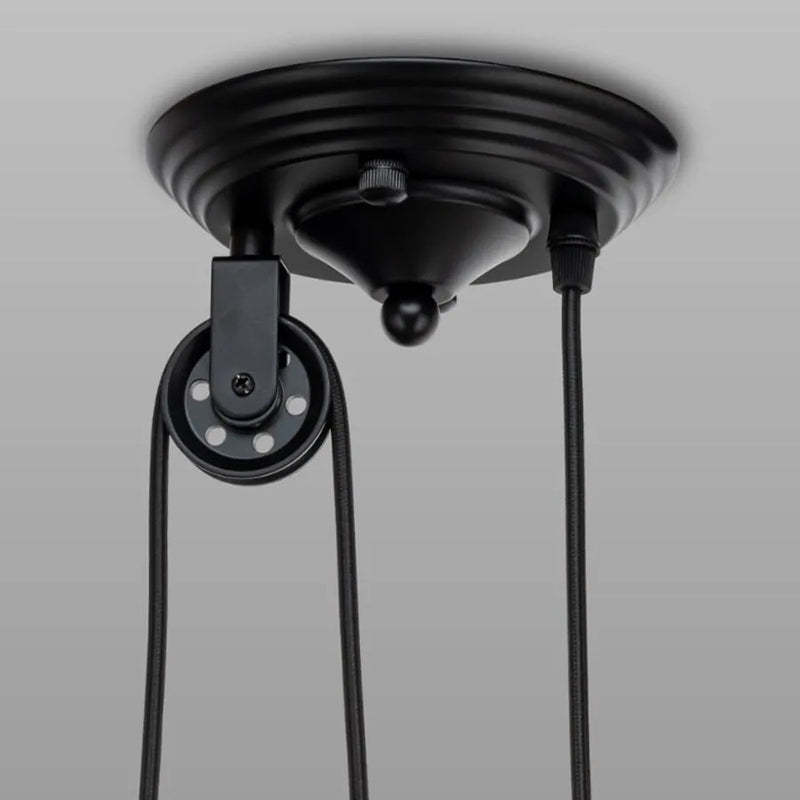Industrial Iron Conical Lifting Pulley Island Chandelier