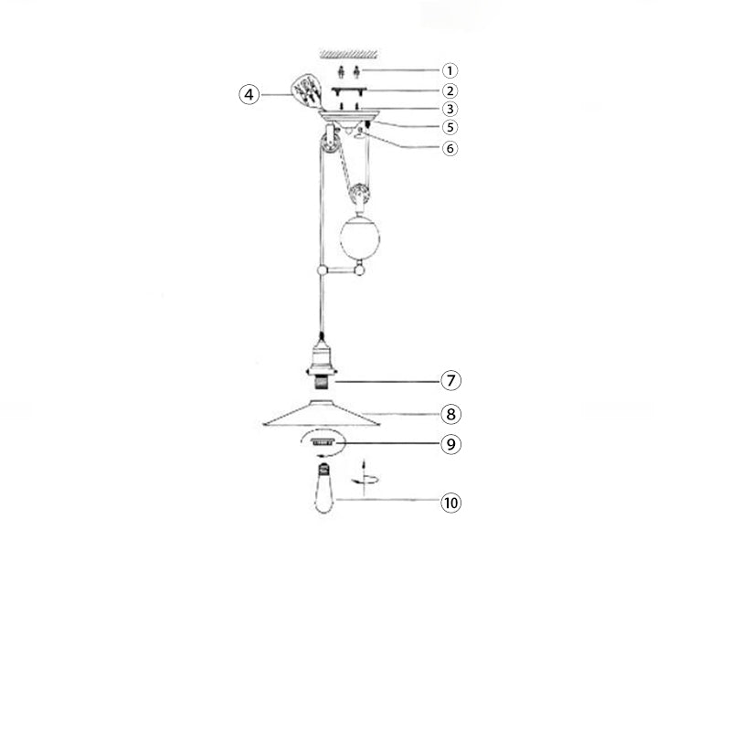 Industrial Iron Conical Lifting Pulley Island Chandelier