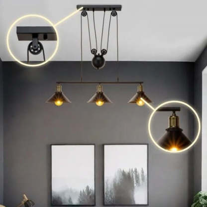 Industrial Iron Conical Lifting Pulley Island Chandelier