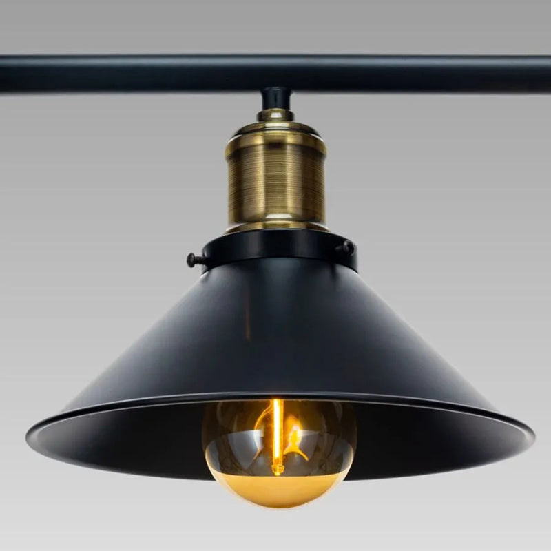 Industrial Iron Conical Lifting Pulley Island Chandelier