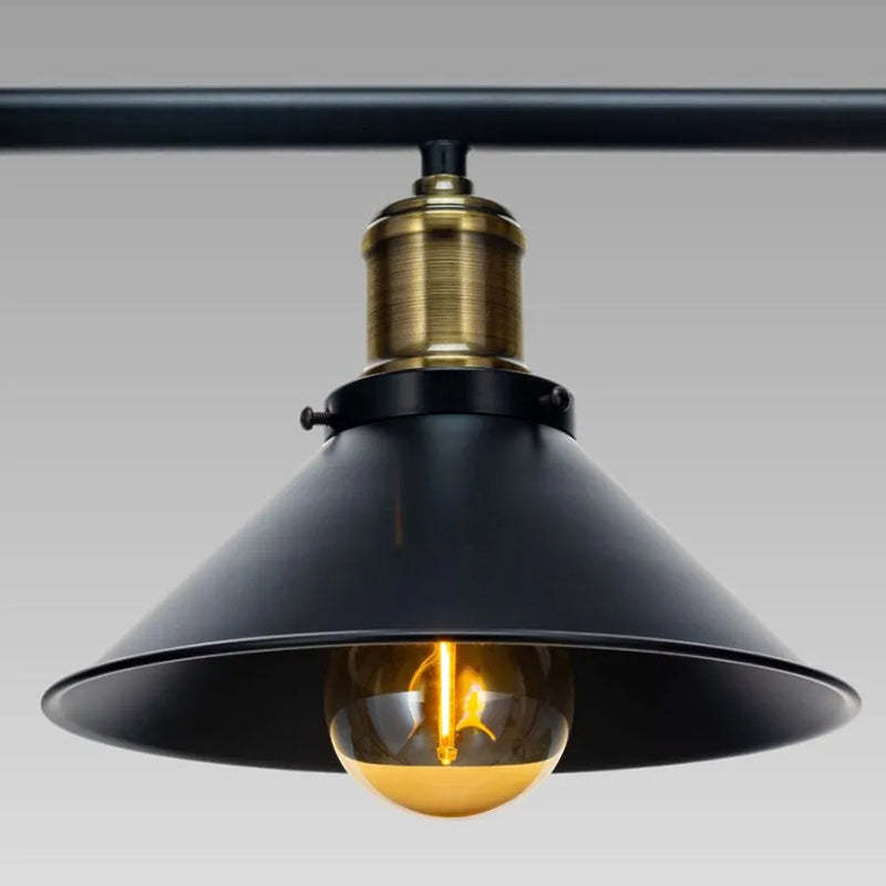 Industrial Iron Conical Lifting Pulley Island Chandelier
