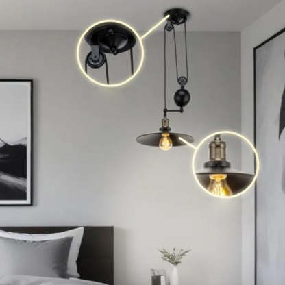 Industrial Iron Conical Lifting Pulley Island Chandelier