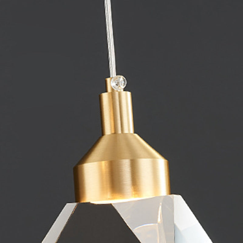 Contemporary Round Brass Crystal Stone Chandelier