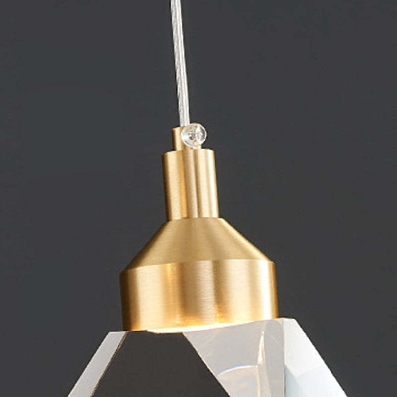 Contemporary Round Brass Crystal Stone Chandelier