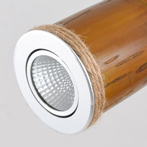 Traditional Rustic Bamboo Tube Iron LED Spotlight Chandelier