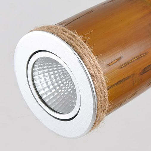 Traditional Rustic Bamboo Tube Iron LED Spotlight Chandelier