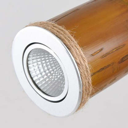 Traditional Rustic Bamboo Tube Iron LED Spotlight Chandelier