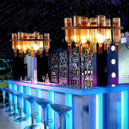 Iron Colorful Wine Bottle Glass Island Chandelier — Square / 220V-240V For UK/AU