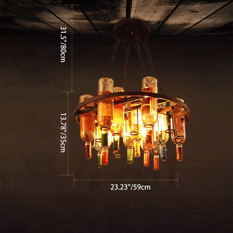 Iron Colorful Wine Bottle Glass Island Chandelier — Rectangle - Small / 110V-120V For US/CA