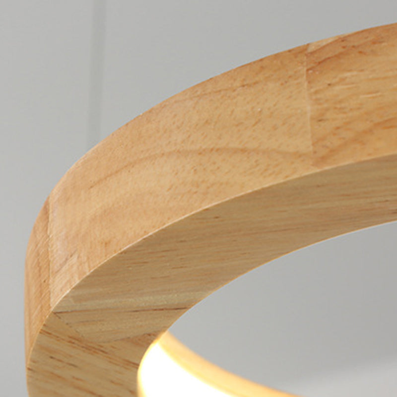 Japanese Solid Wood Circle Ring LED Island Chandelier — 5 / Warm Light (3000K) / 110V-120V For US/CA