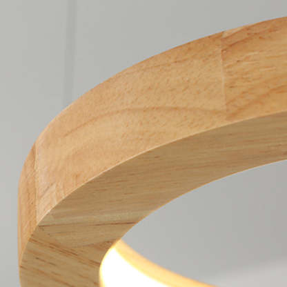 Japanese Solid Wood Circle Ring LED Island Chandelier — 5 / Warm Light (3000K) / 110V-120V For US/CA