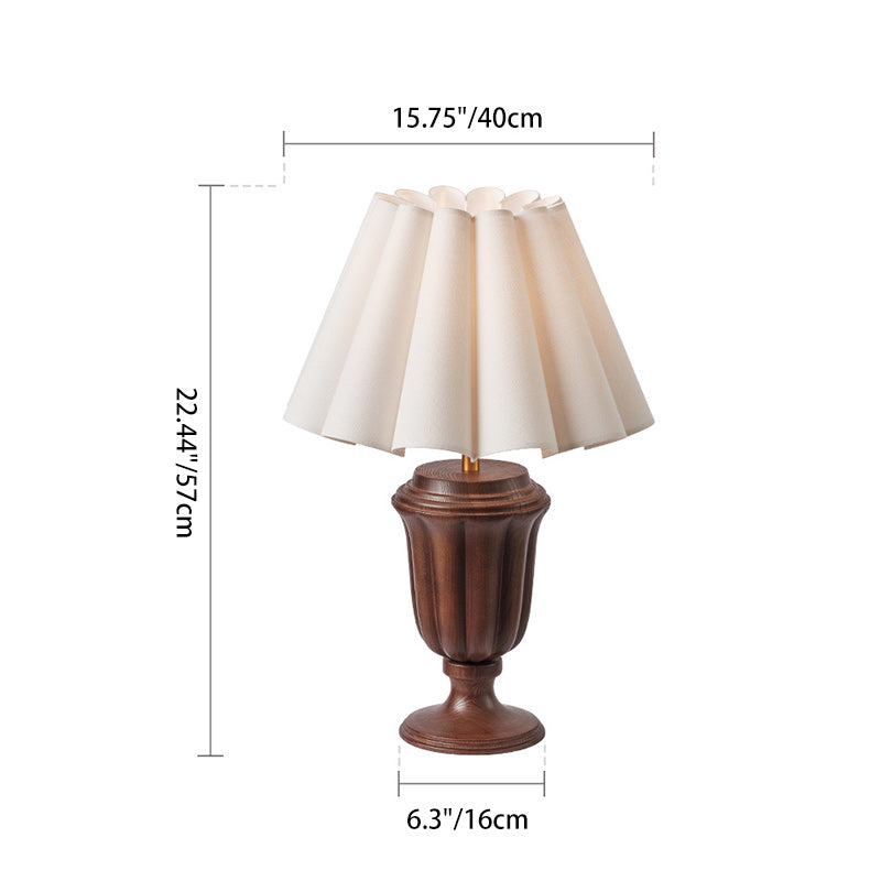 Vintage Fabric Flower Bouquet Solid Wood Lamp — Wood Color / 110V-120V For US/CA