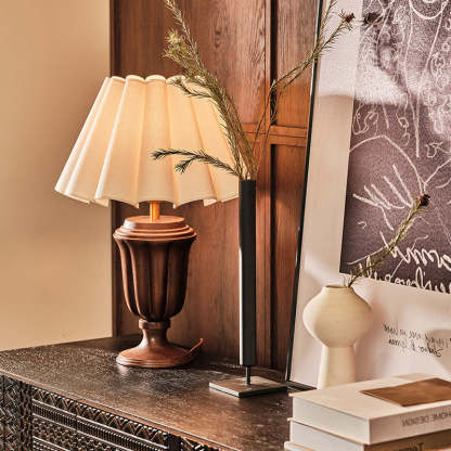 Vintage Fabric Flower Bouquet Solid Wood Lamp