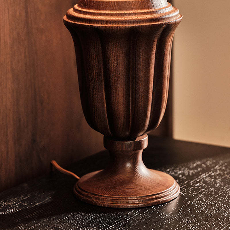 Vintage Fabric Flower Bouquet Solid Wood Lamp