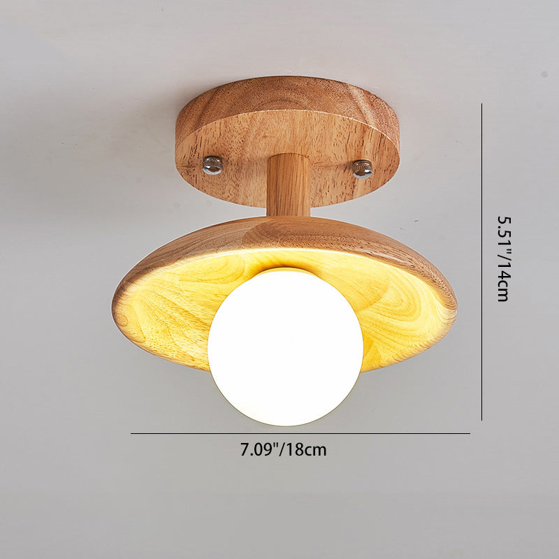 Japanese Wood Grain Ball 1-Light Ceiling Light