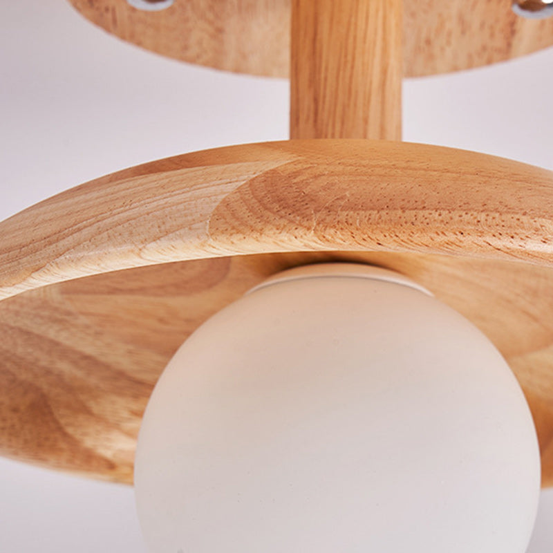 Japanese Wood Grain Ball 1-Light Ceiling Light