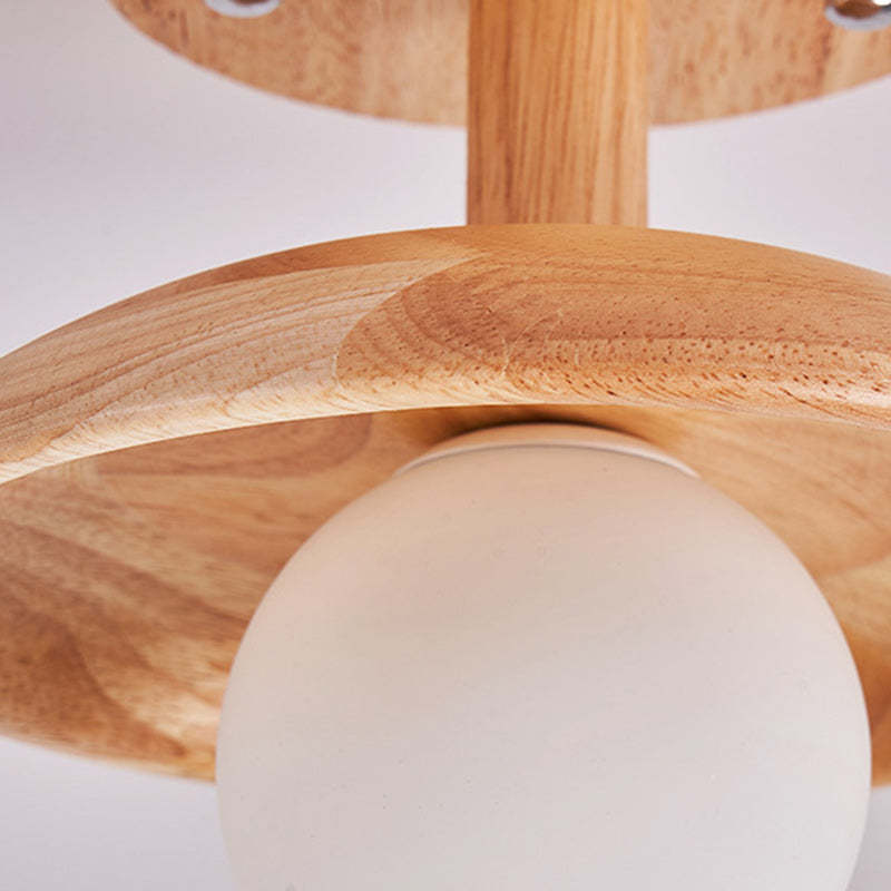 Japanese Wood Grain Ball 1-Light Ceiling Light