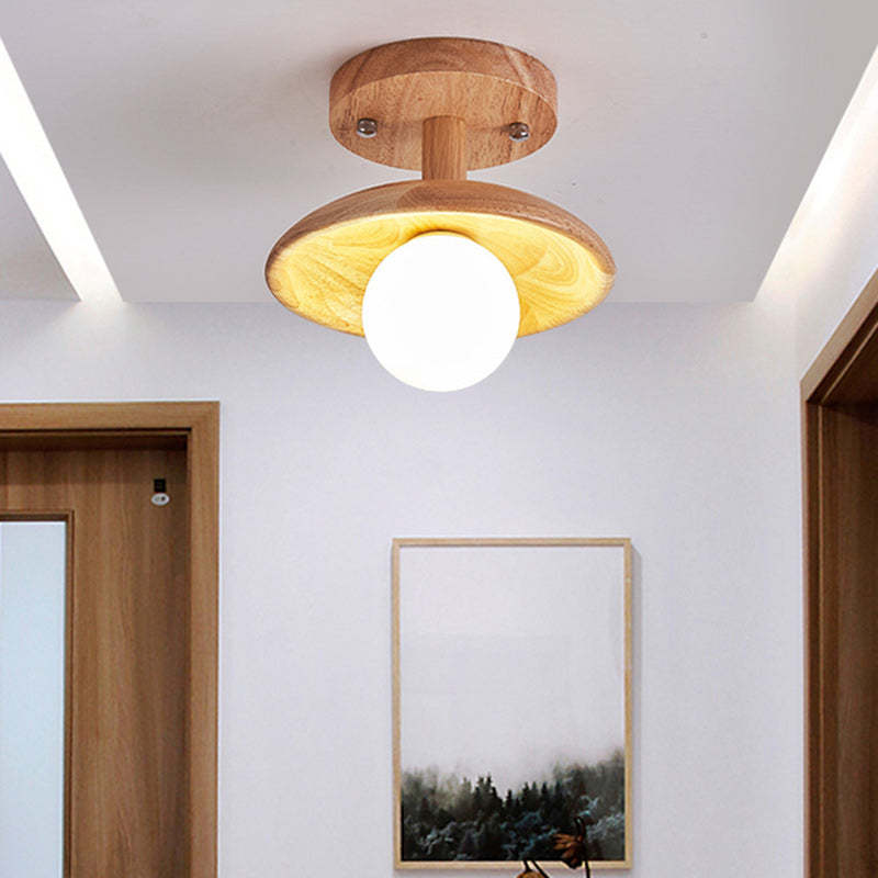 Japanese Wood Grain Ball 1-Light Ceiling Light
