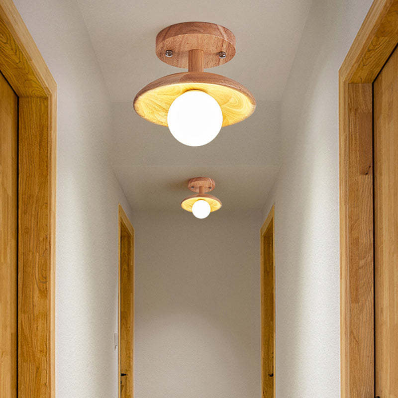Japanese Wood Grain Ball 1-Light Ceiling Light