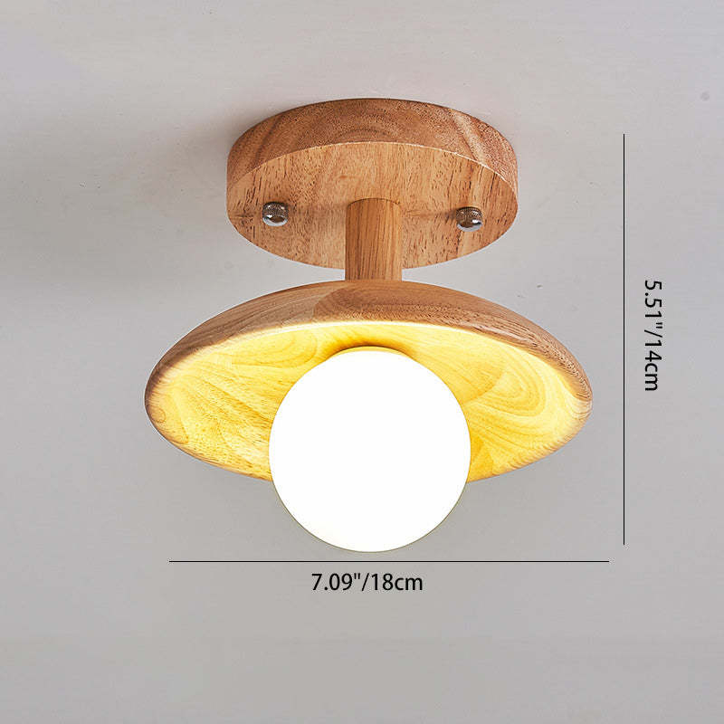 Japanese Wood Grain Ball 1-Light Ceiling Light