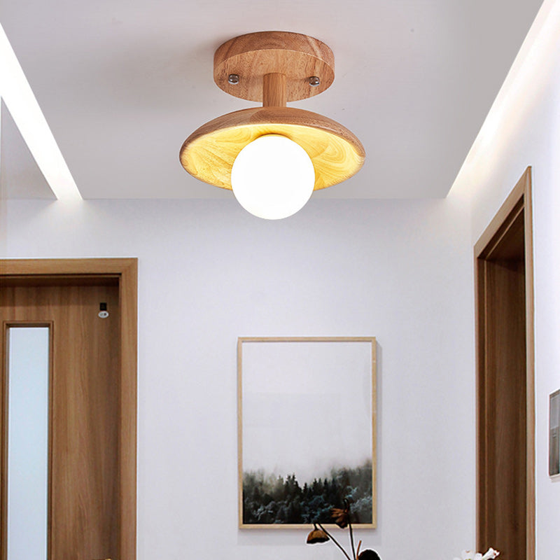 Japanese Wood Grain Ball 1-Light Ceiling Light