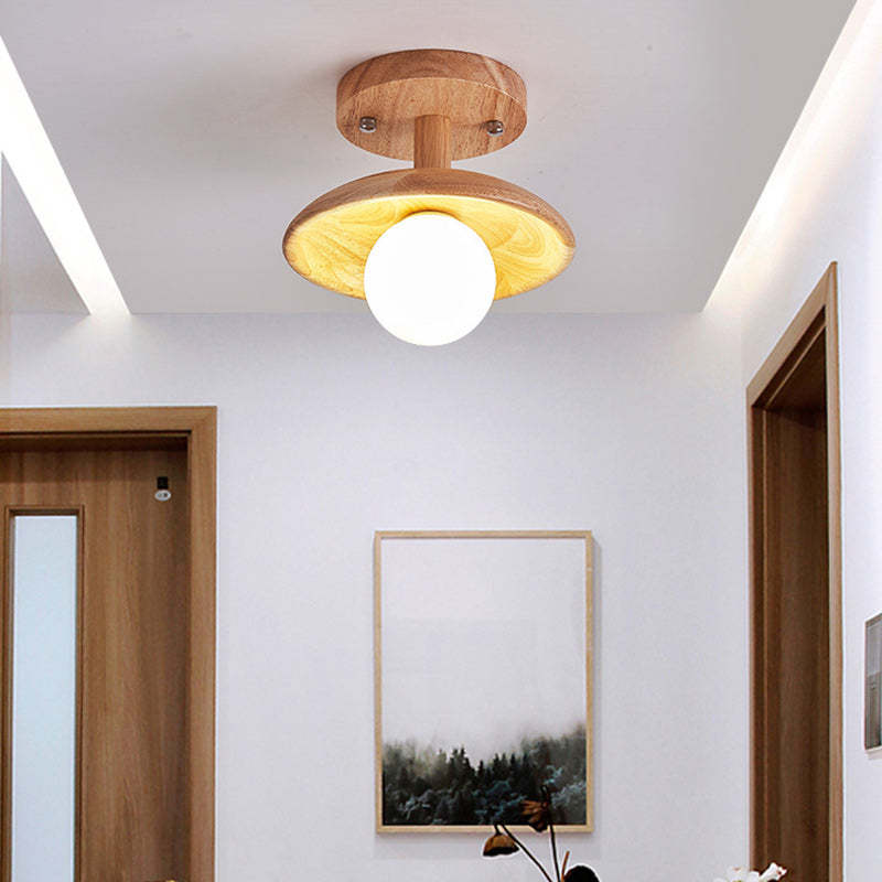 Japanese Wood Grain Ball 1-Light Ceiling Light