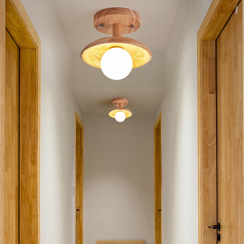 Japanese Wood Grain Ball 1-Light Ceiling Light