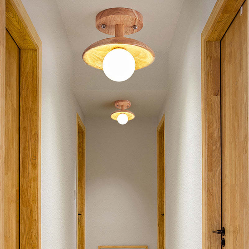 Japanese Wood Grain Ball 1-Light Ceiling Light