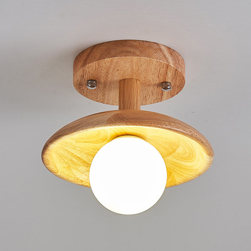 Japanese Wood Grain Ball 1-Light Ceiling Light