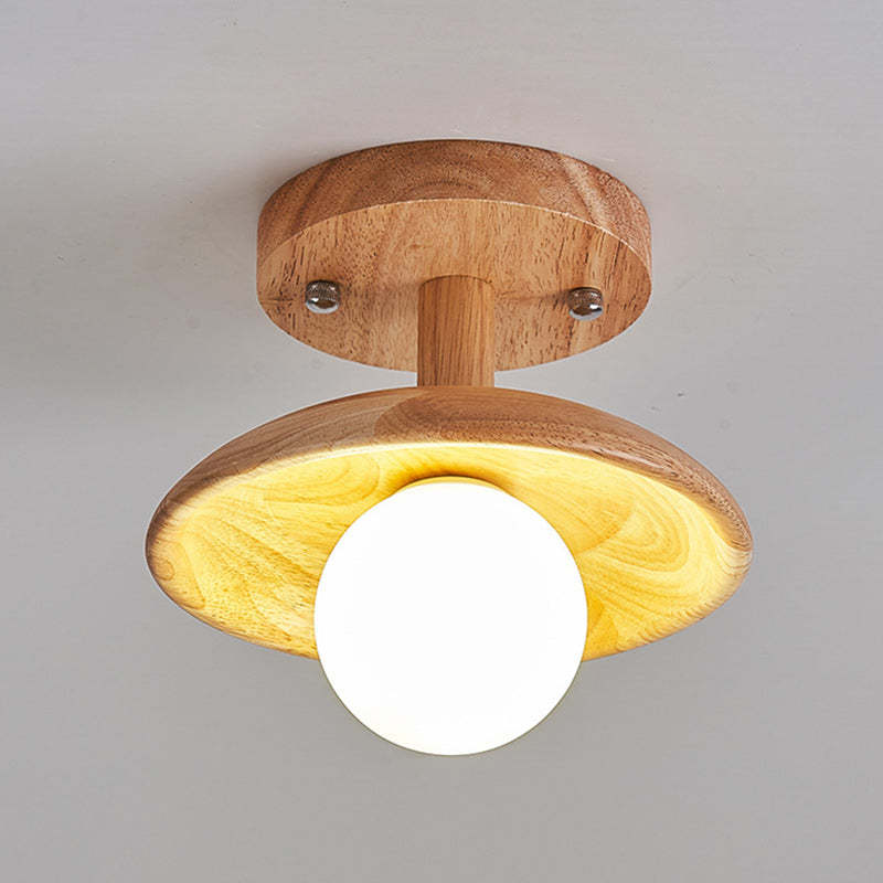 Japanese Wood Grain Ball 1-Light Ceiling Light