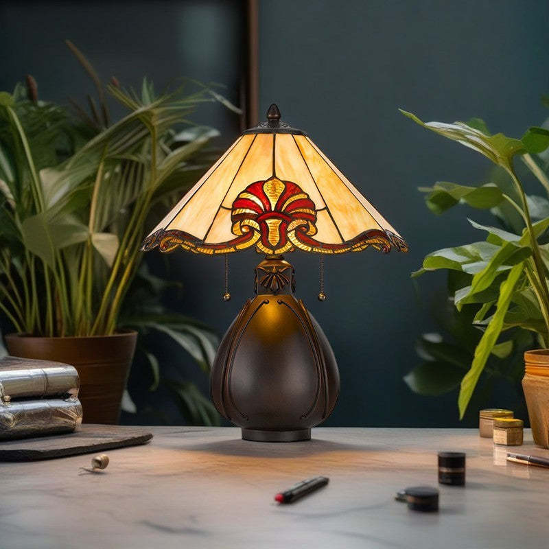 Tiffany vase conical resin table lamps — 110V-120V (US/CA)