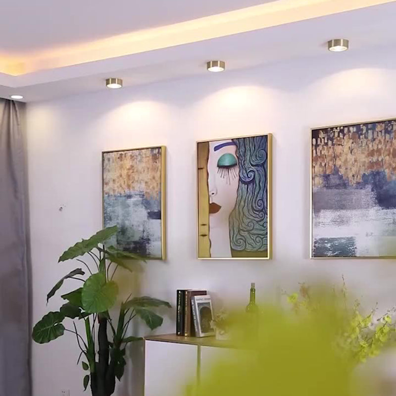 Modern Ultra-Thin Carved Brass Tube LED Flush Ceiling Light