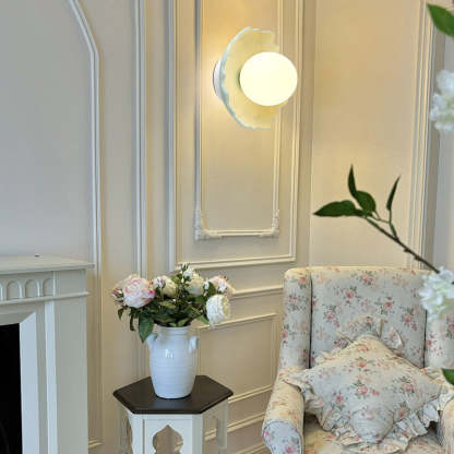 French Resin Flower Ball 1-Light Semi-Flush Ceiling Light